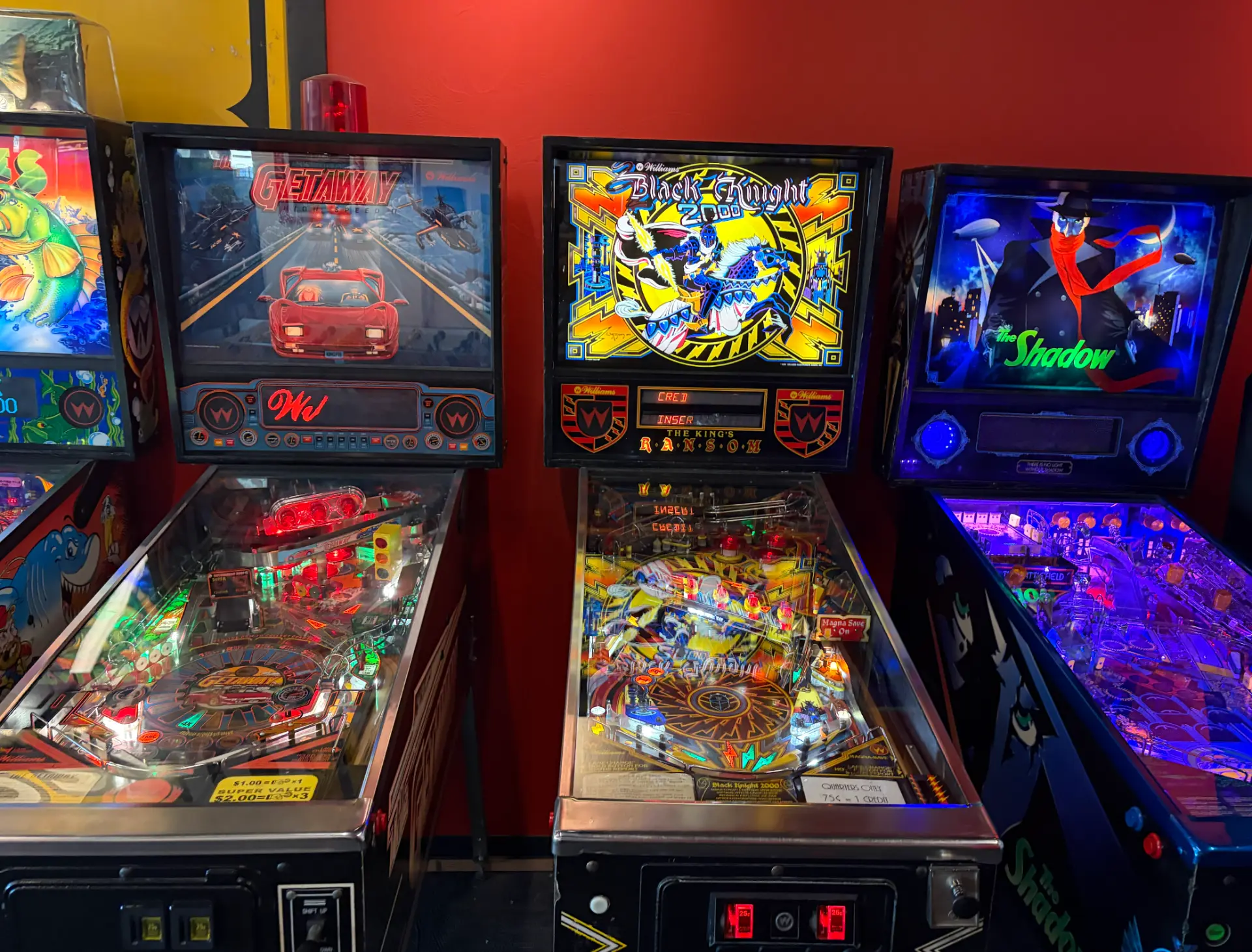 The Getaway, Black Knight 2000 and The Shadow pinball machines