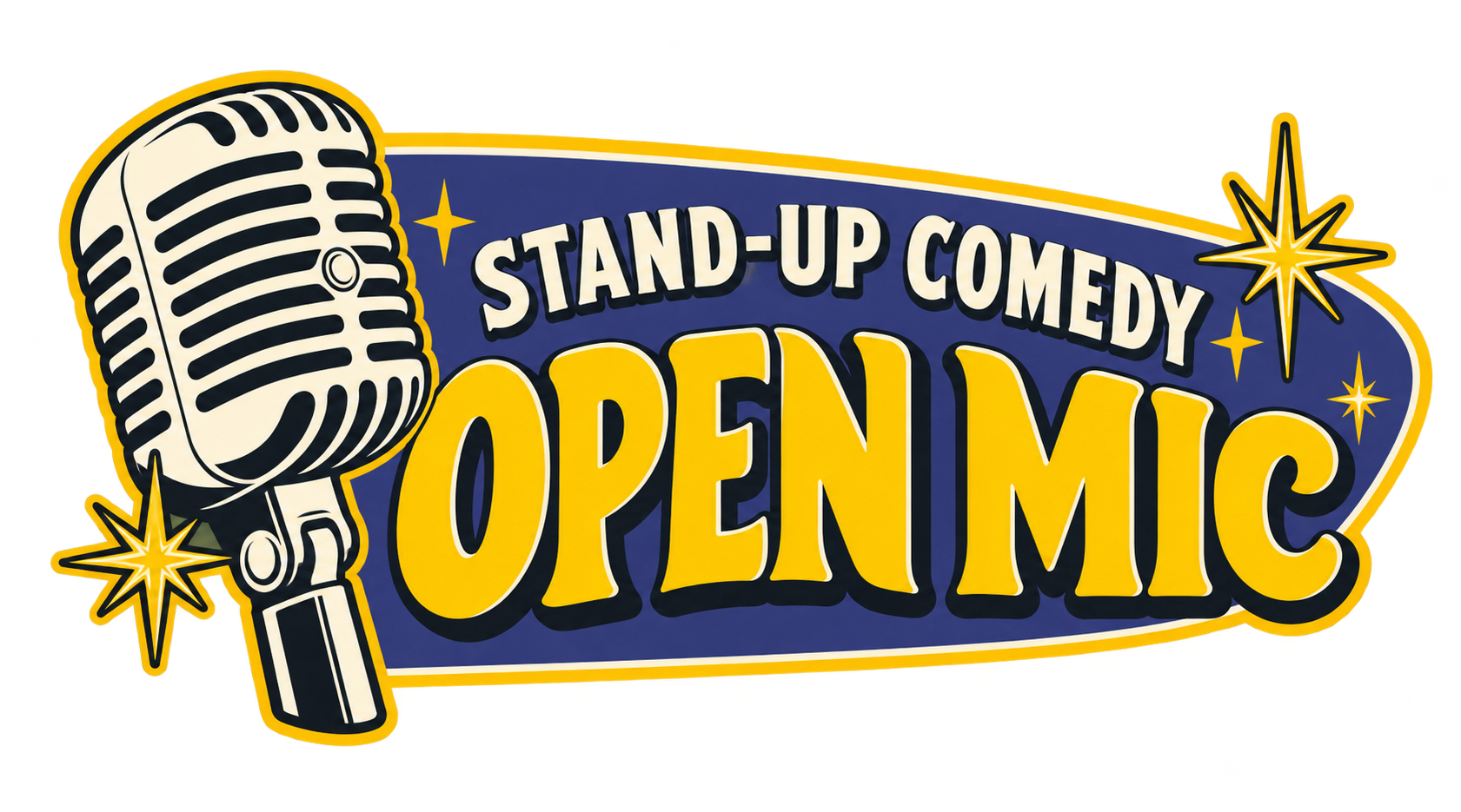 Stand-up comedy Open Mic artwork with a vintage microphone